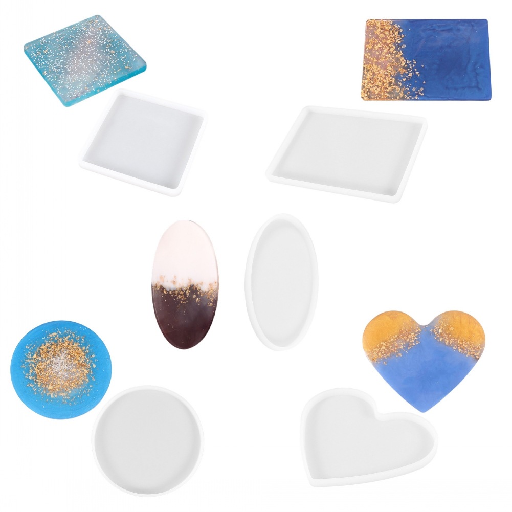 diy Crystal Drop Glue Silicone Cake Mold Love Round Oval Square Square Rectangular Table Coaster Decorative Mold