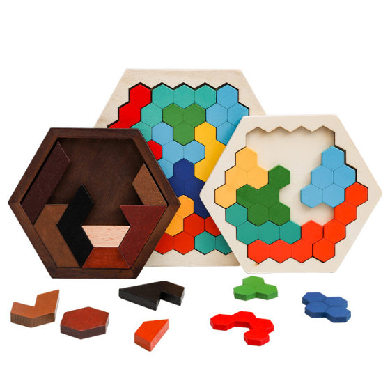 Wooden Children's Early Education Educational Logic Thinking Training Honeycomb Hexagonal Puzzle Fun Variant Puzzle Toy