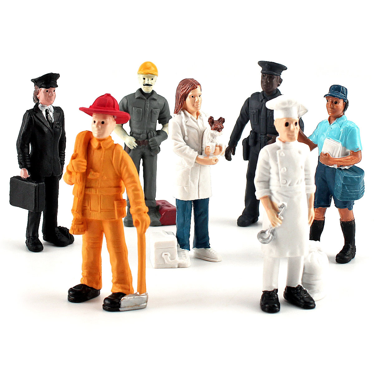 Cross-border sand table scene simulation microscopic character model police fireman Baker pilot doll decoration