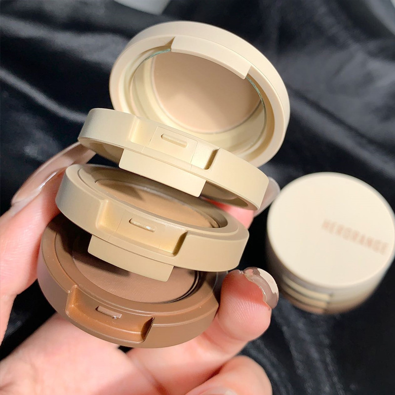 HERORANGE ~ light wind floating three-color eye shadow plate three-layer sandwich bento box pearlescent matte fine flash large sequins