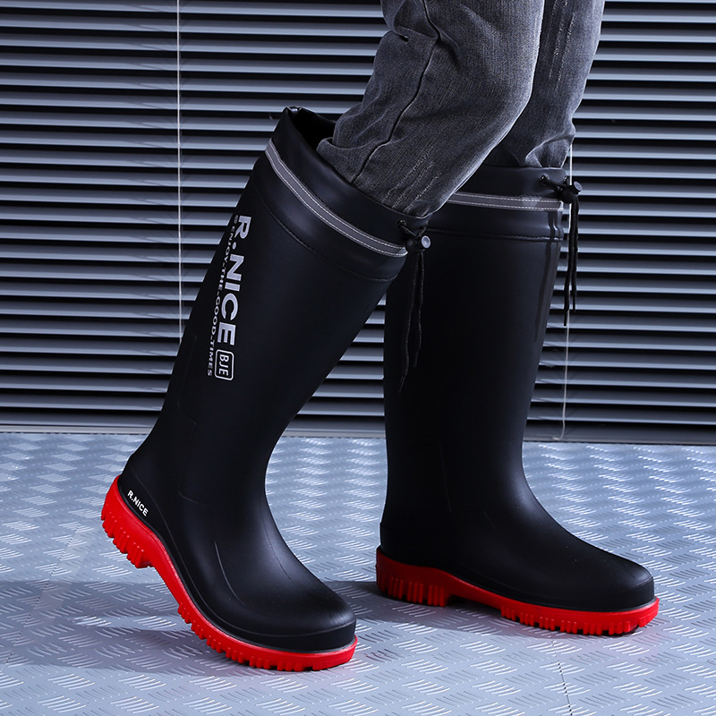 3313 men's rain boots fashion non-slip waterproof shoes long tube thick bottom rubber shoes wear-resistant rider rain boots work shoes wholesale