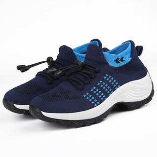 2023 foreign trade outdoor tourism cross-border new size 35-45 high elastic flying woven rubber socks shoes sports women's shoes