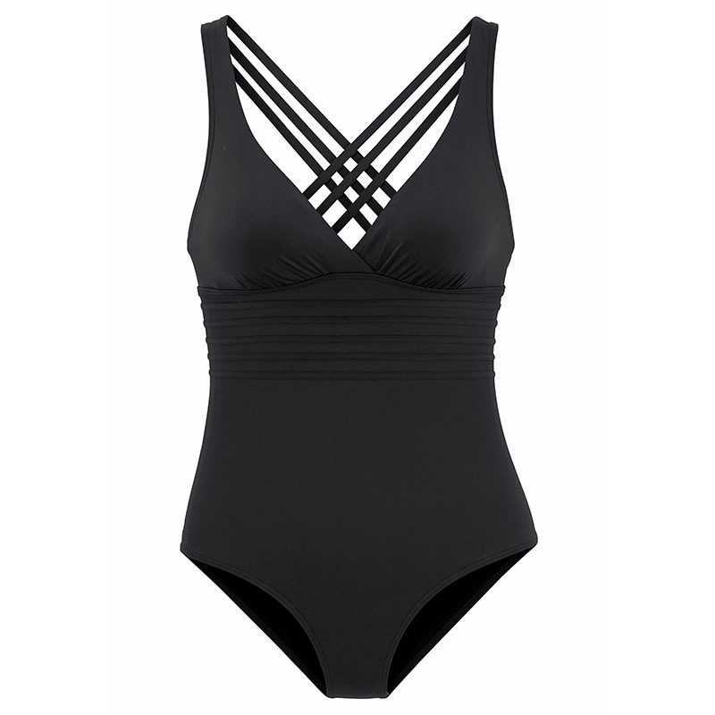 2022 swimsuit Amazon new solid color one-piece multi-rope cross backless European and American foreign trade swimsuit leopard print