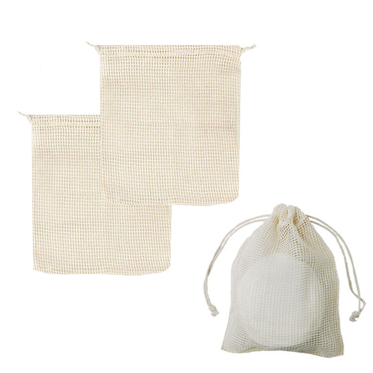 Factory Supply Reusable Double Drawstring Cotton Mesh Bag Fruit Cotton Bag Woven Shopping Bag Bundle Storage Bag