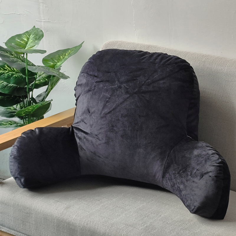Solid color plush cushion with armrest memory cotton waist sofa back pillow warm crystal velvet pillow can be customized