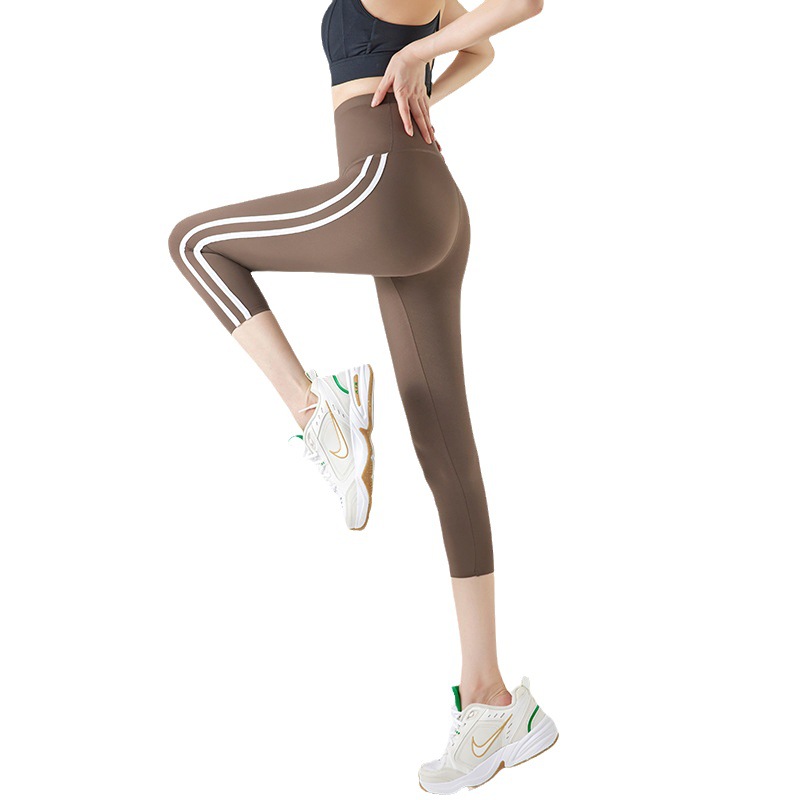Summer Running Pants Sports Side Striped Cropped Leggings Barbie Pants Thin Yoga Shark Pants