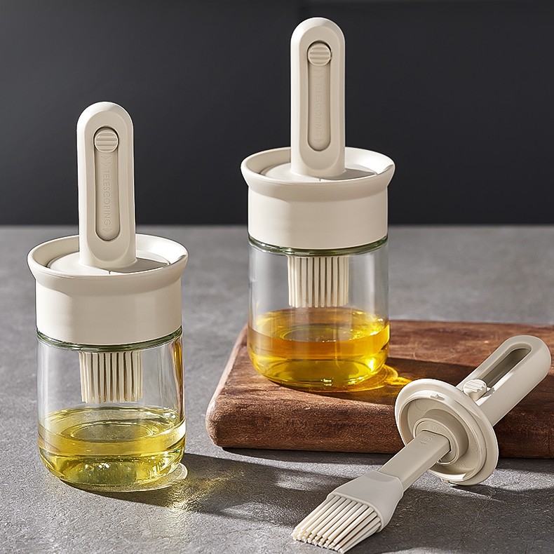 Mogen retractable 6-row silicone brush head brush oil bottle Kitchen barbecue pancake outdoor barbecue Oiler factory wholesale