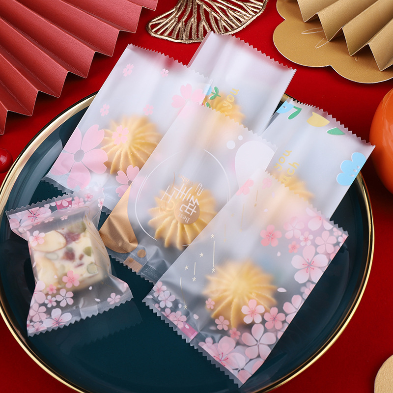New Snowflake Crisp Packaging Bag Transparent Baking Cartoon Small Cookie Bag Cranberry Cow Crack Bag Wholesale