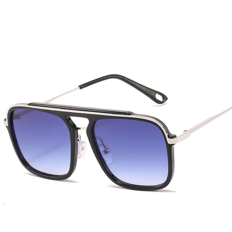 3184 metal generous frame sunglasses sunglasses men and women Amazon wholesale UV protection double beam sunshade Brown European