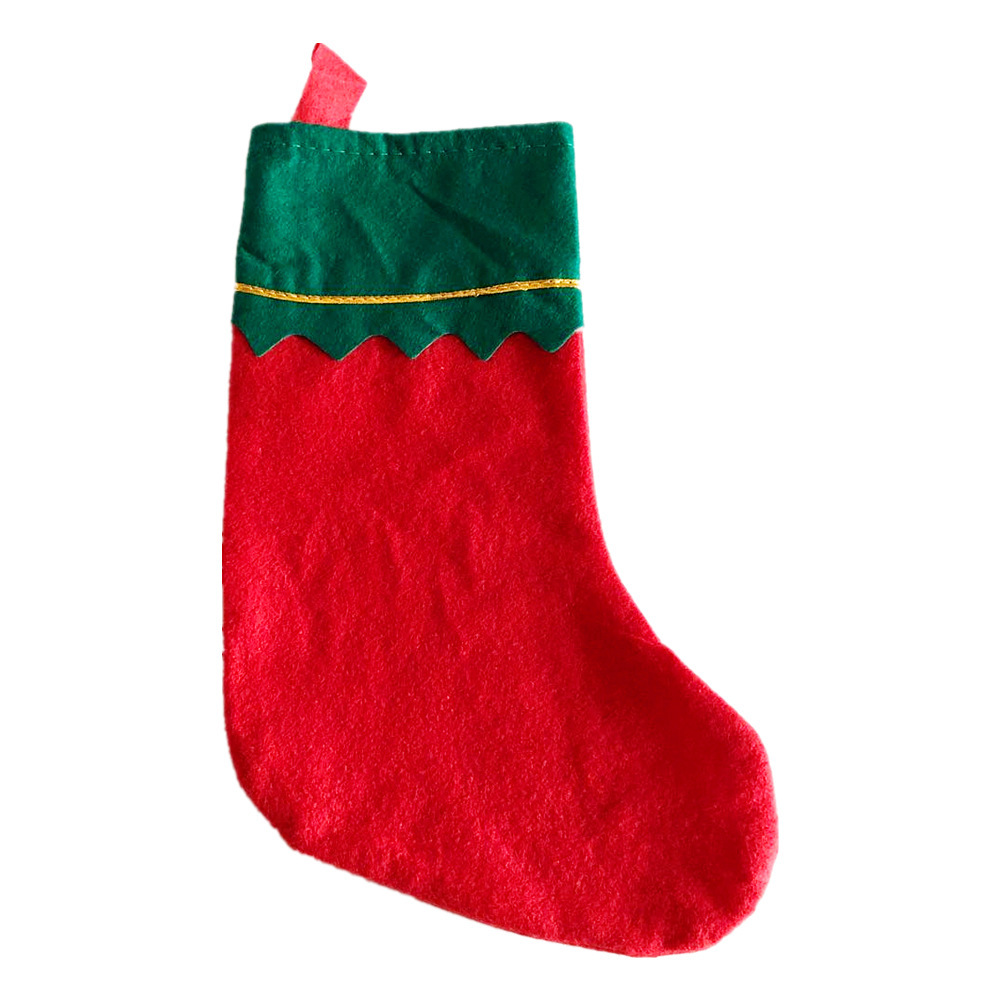 Foreign trade factory Christmas socks DIY non-woven fabric white mouth golden edge light board hanging bag Green mouth gold thread socks Christmas decorative socks