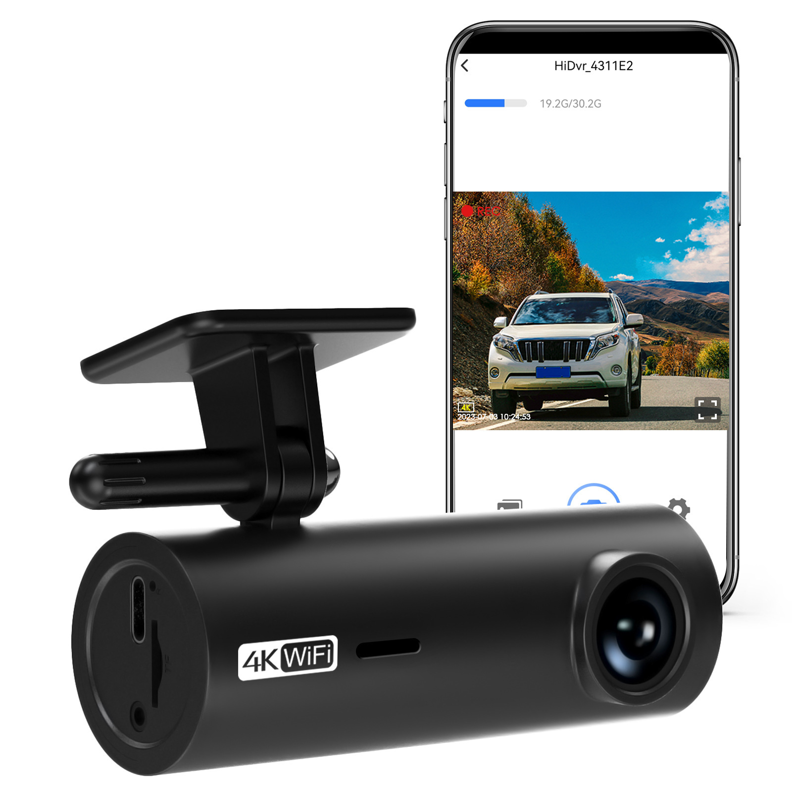 4K Ultra Clear 2160p lipstick machine WiFi driving recorder 70mai driving recorder optimized front and rear double recording