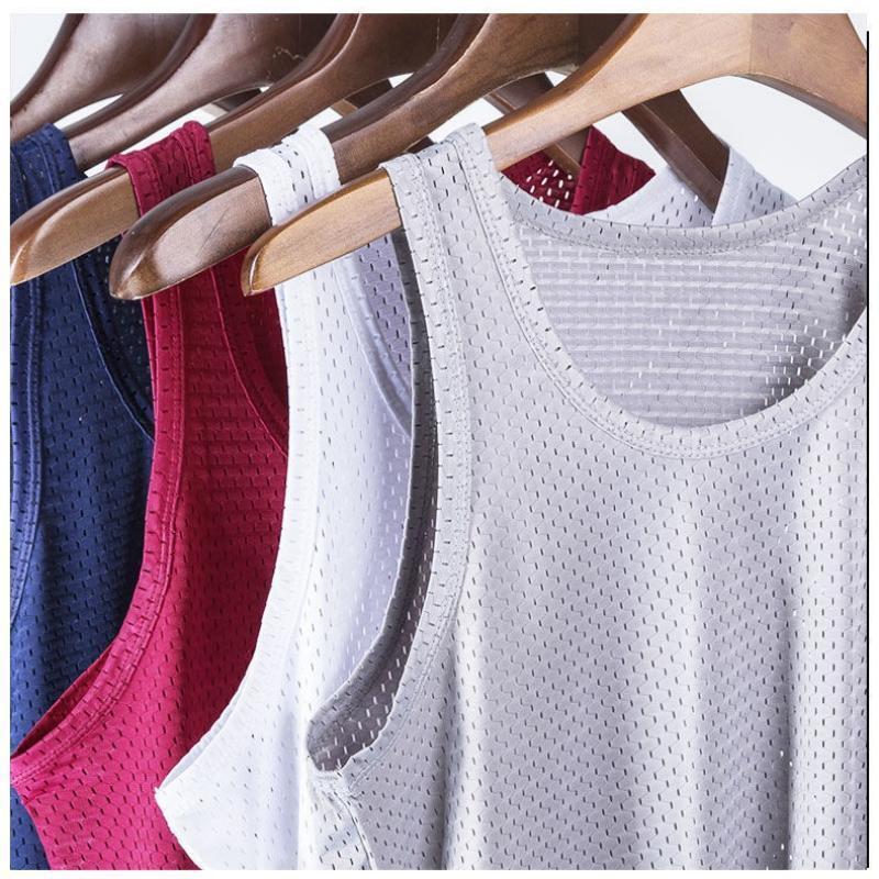 Men's Ice Silk Mesh Vest Summer Thin Slim Fitness Men's Sleeveless Base Jacket Fashionable Hair Wholesale