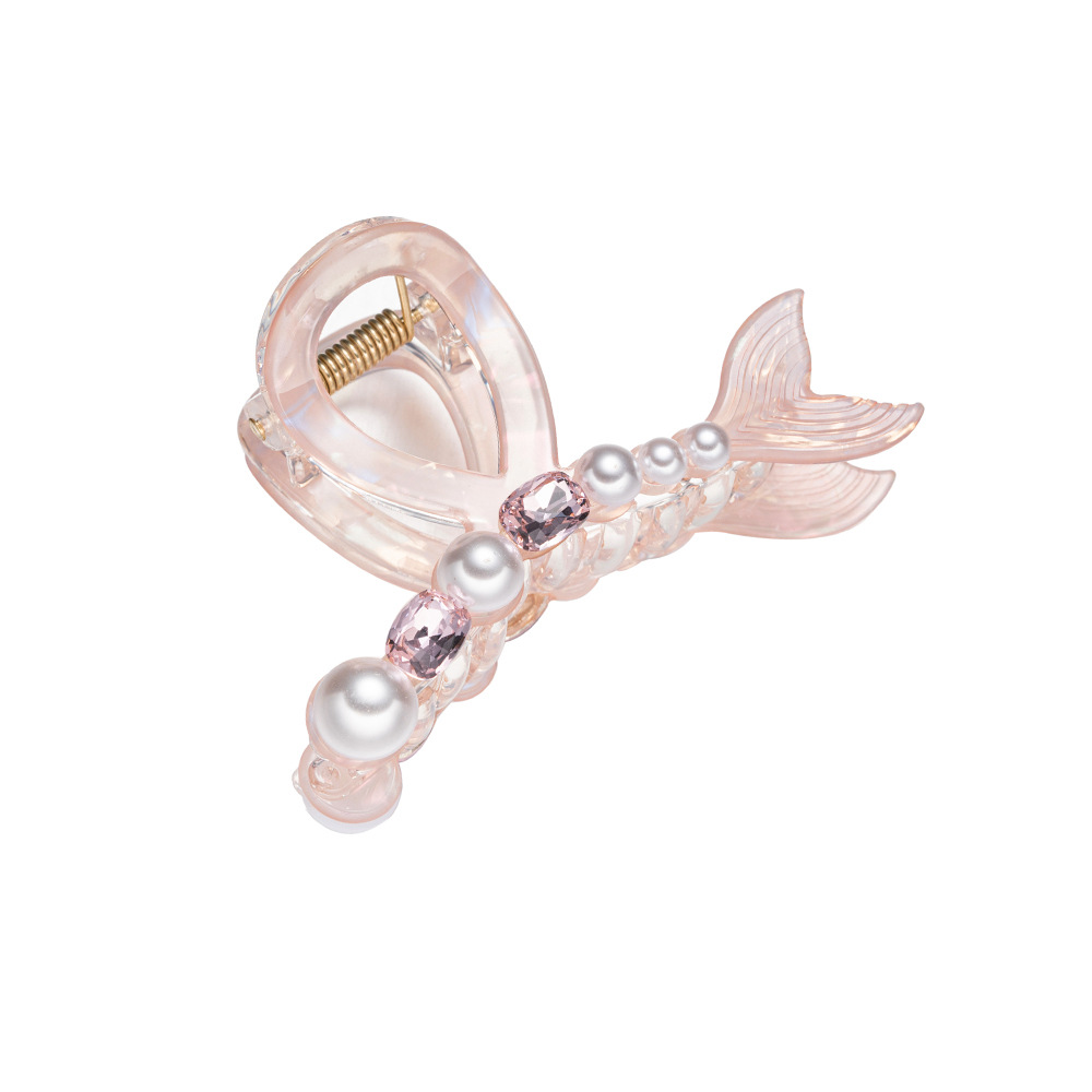 Net rot perle fangen clip halbe krawatte haar clip großhandel temperament strass fangen magische farbe meerjungfrau Ji fischschwanz shark clip_voghion.com