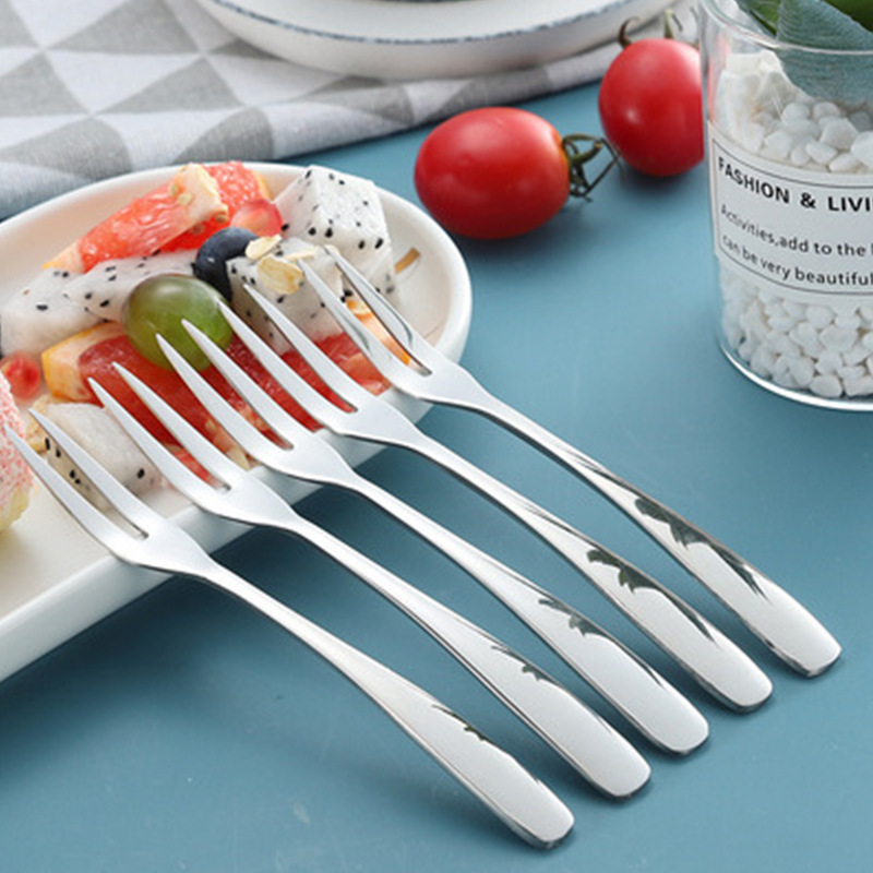304 Stainless Steel Fork Household Fruit Fork Mooncake Fork Dessert Cake Fork Convenient Creative Fruit Stick Tableware