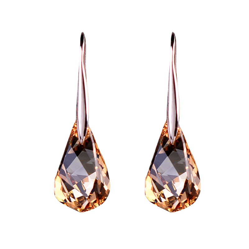 New earrings colorful crystal Japanese and Korean fashion jewelry shiny simple temperament all-match earrings