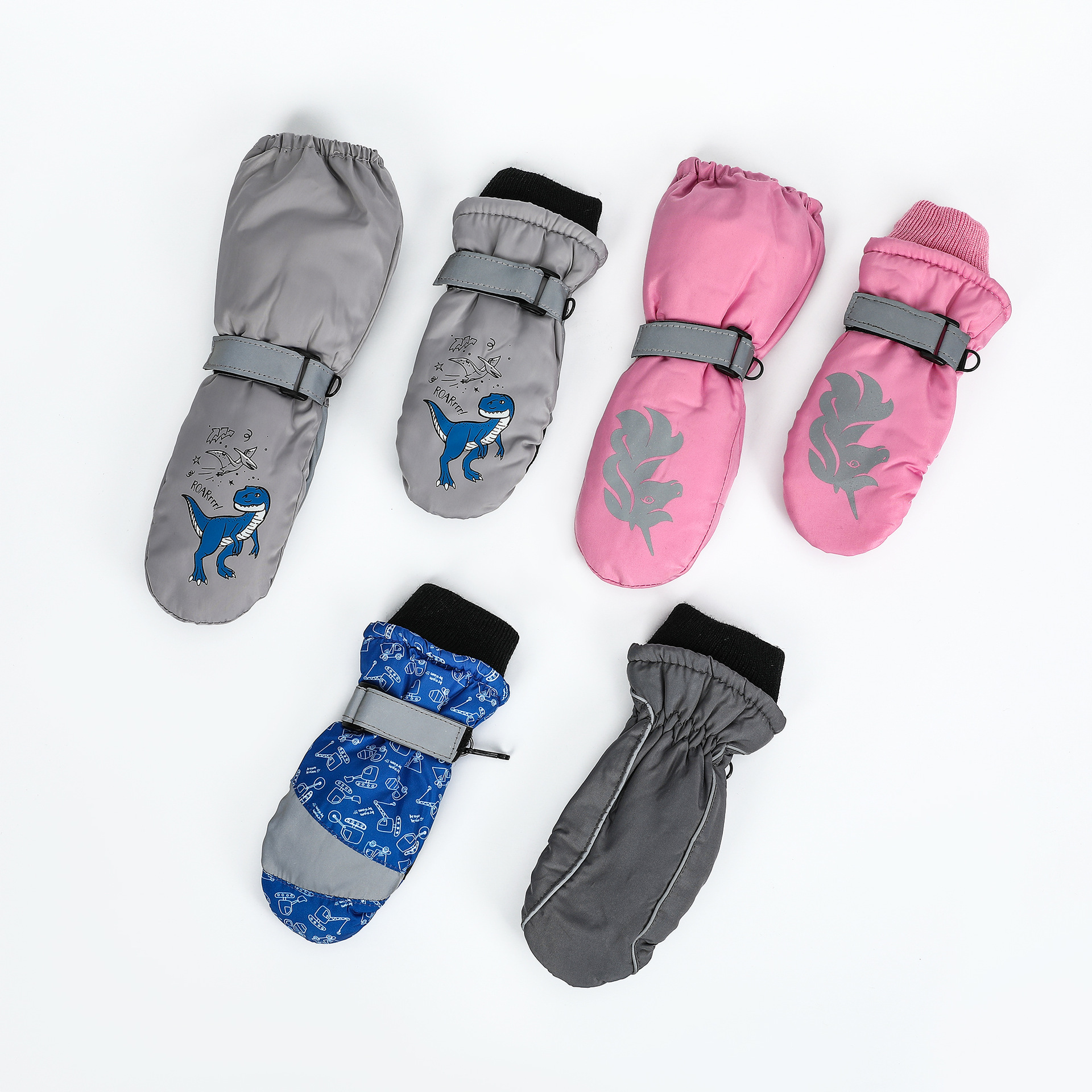 Cartoon printed linked children warm gloves 2-6 years old winter outdoor sports windproof ski gloves wholesale