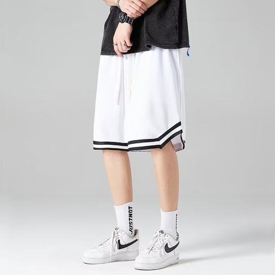Basketball shorts men's sports American fashion brand five-point ice silk mesh quick-drying loose fitness running shorts casual