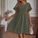 2024 Amazon European and American cross-border women's clothing foreign trade independent station New elegant round neck loose cotton and linen dress women