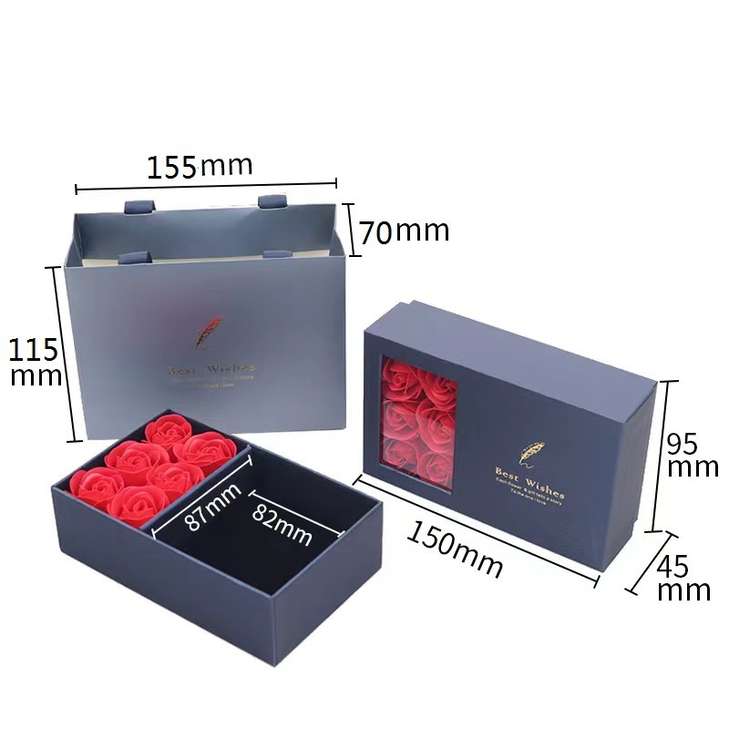 Valentine's Day Jewelry Box Six Roses Gift Box Ring Pendant Bracelet Box Heaven and Earth Cover Eternal Flower Jewelry Box