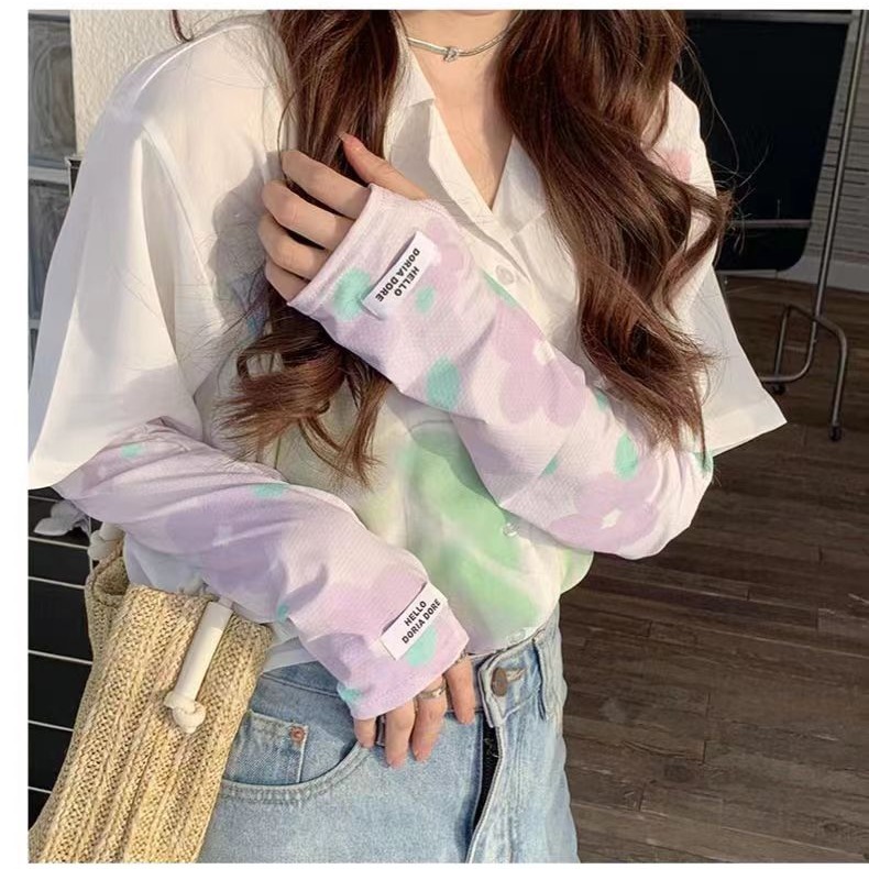 Ice Silk Sunscreen Sleeves Women's Summer Outdoor Travel Driving Ride Sunscreen UV Protection Arm Thin Sleeves