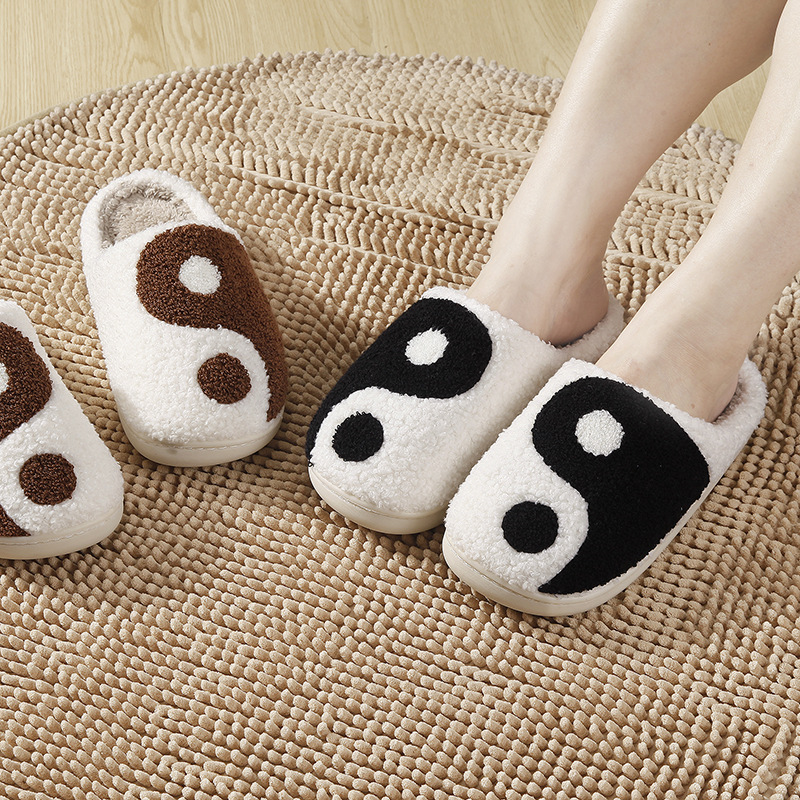 New Comfortable Home Taiji Cartoon Warm Winter Cotton Slippers Couple Men's and Women's Thick Sole Soft Sole Shoes Thick Non-slip