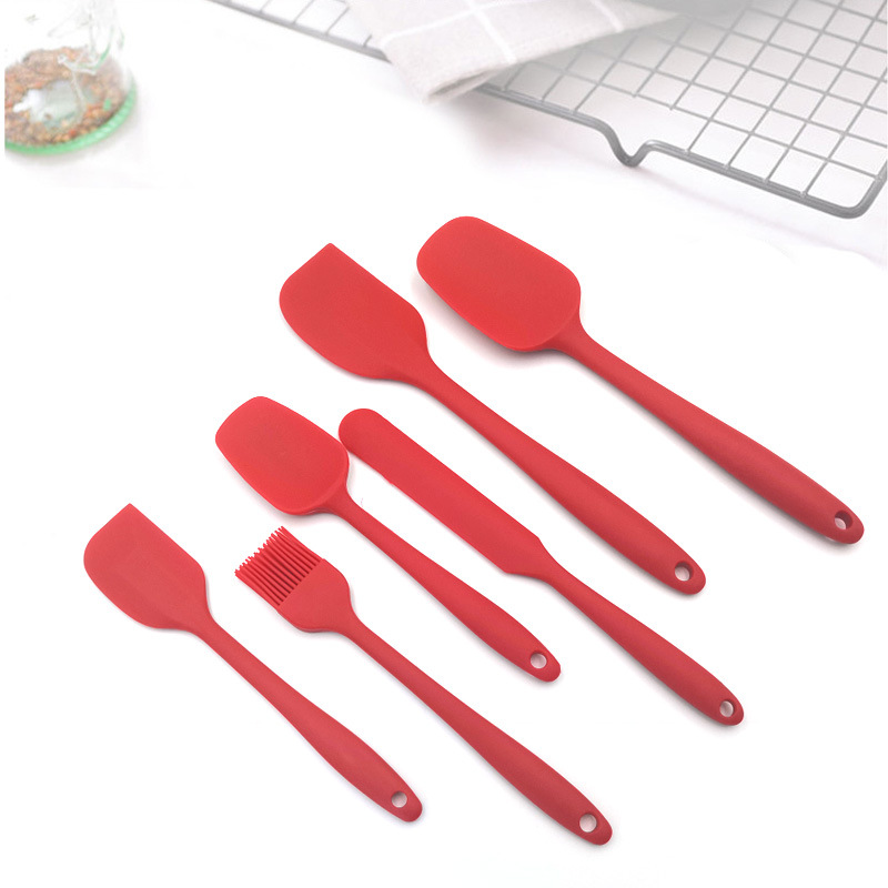 Food grade silicone scraper 6-piece set high temperature resistant stirring cream spatula baking tool spatula oil brush suit