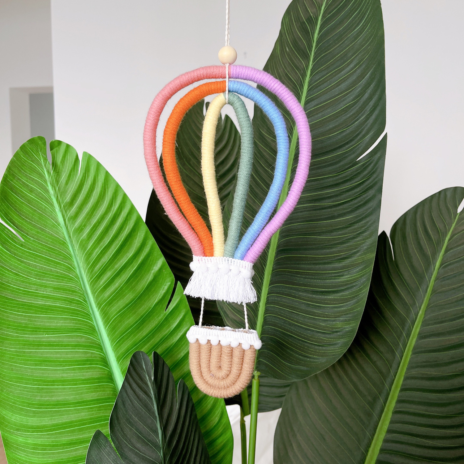 ins Decoration Amazon Nordic Style Home Children's Room Decoration Pendant Woven Hot Air Balloon Rainbow Hanging Wall Decoration