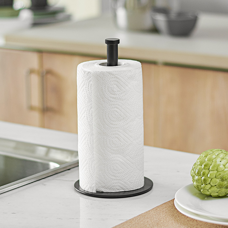 Punch-free kitchen countertop roll paper holder vertical tissue holder hand towel oil-absorbing paper storage rack plastic wrap rack
