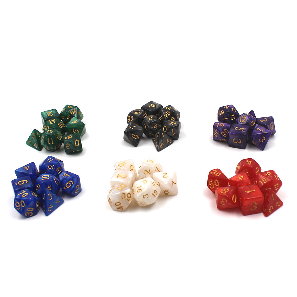 Cross-border Source RPG multi-sided dice/dice (7 pieces/group) DND run group dice Pearl pattern series