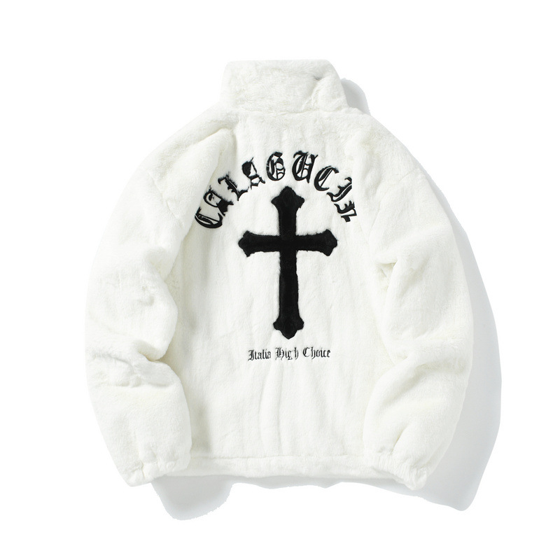 2023 new European and American hip hop printed lamb wool coat men's fashion brand street loose couple fleece-lined warm cotton-padded coat