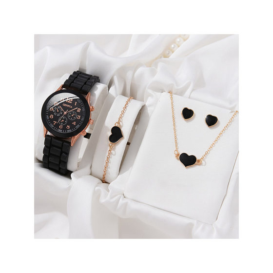 Foreign trade hot style 5pcs/set Steel Belt Women's Watch fake three eyes women's casual quartz watch + jewelry gift box