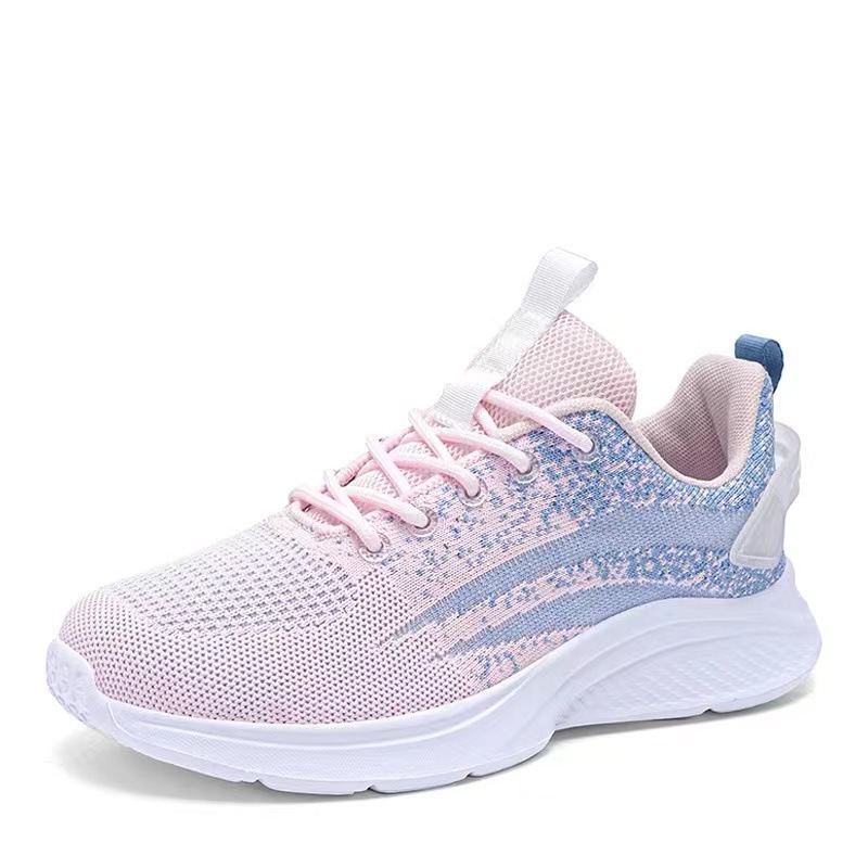 Cross-border women's shoes Spring and Autumn new flying woven soft bottom Sports Women's mesh breathable lightweight casual shoes all-matching socks running