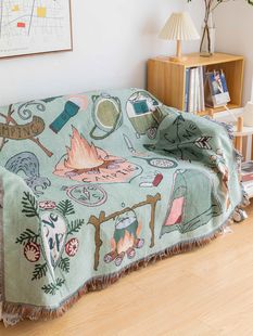 ins Light Luxury Camping Style Office Nap Blanket Nap Cover Blanket Single Sofa Blanket Sofa Cover Decorative Blanket
