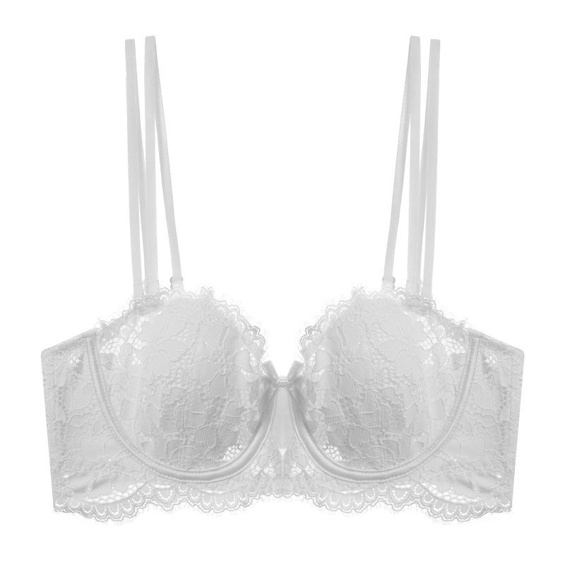 Summer Thin Underwear Women's Big Chest Small Soft Steel Ring Push-up Bra Sexy Eyelashes Lace Rabbit Ear Bra