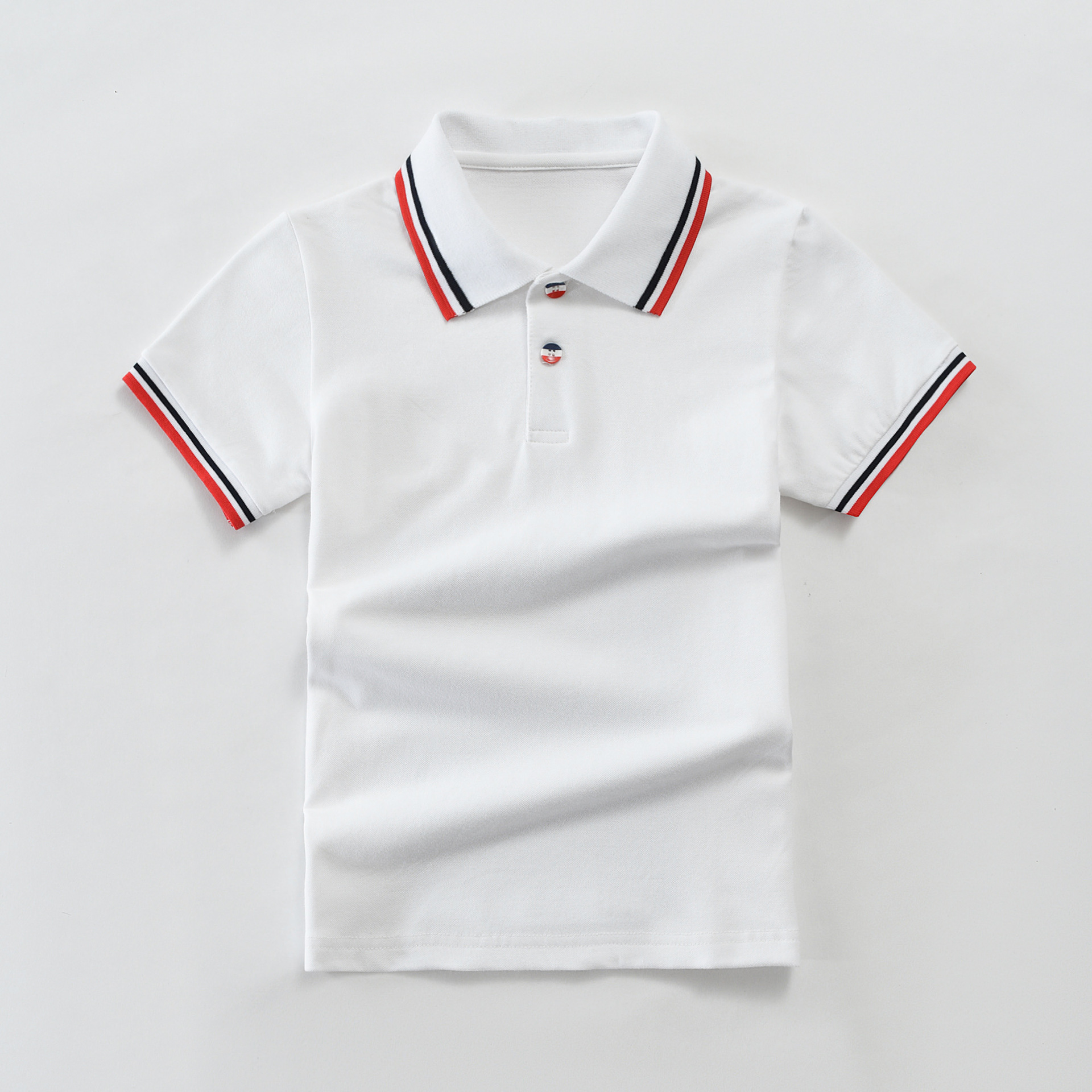 Pure Cotton Girls Boys 1-16 Years Old Short-sleeved T-shirt Big Kids Summer White Teacher Polo Shirt Performance School Uniform Solid Color