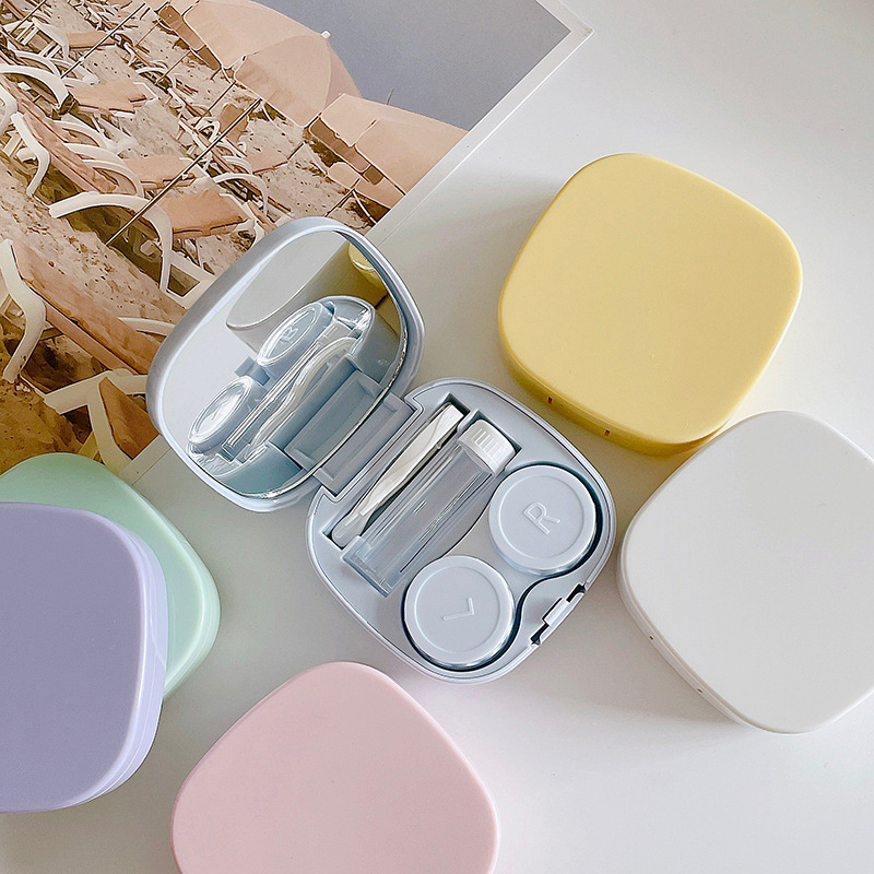 Contact lens box candy solid color contact lens box Simple Beautiful pupil box smooth DIY portable companion box