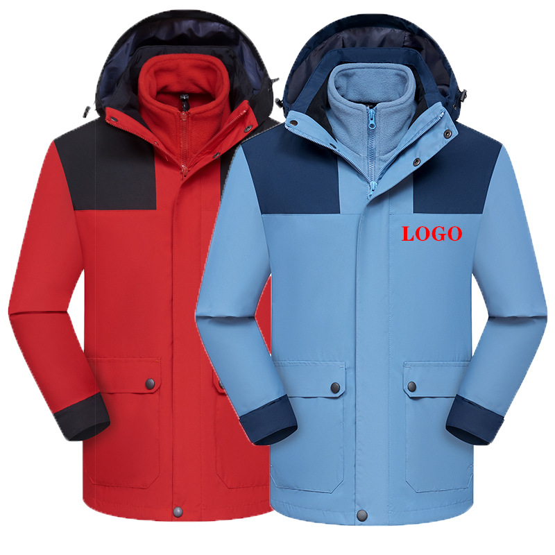 2023 autumn and winter New detachable polar fleece three-in-one charging men's and women's same two-piece jacket outdoor clothes