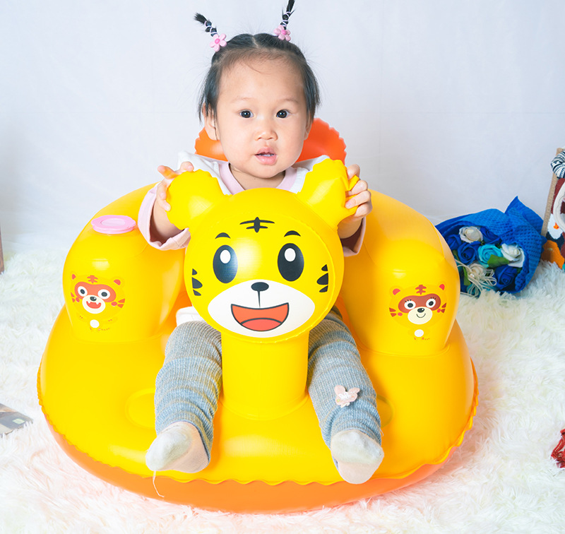 Factory direct supply thick tiger baby inflatable baby learning seat BB dining chair portable toy with stool