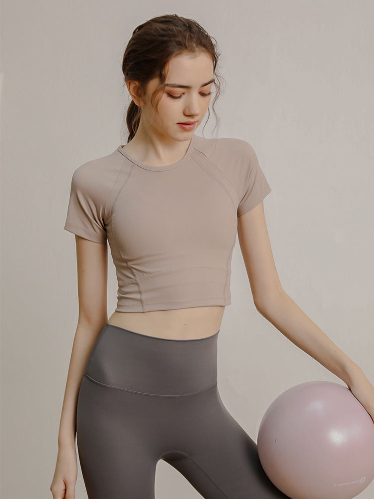 2025 New Sports Women's Short-sleeved T-shirt Quick-drying Breathable Fitness Clothes Running Tight Yoga Clothes Summer Fitness Clothes