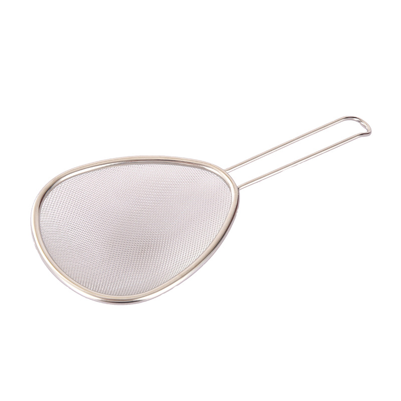 Factory Straight Hair Stainless Steel Oval Colander Household Flour Filter Screen Filter Water Oil Grid Fruit Rice Vegetable Filter