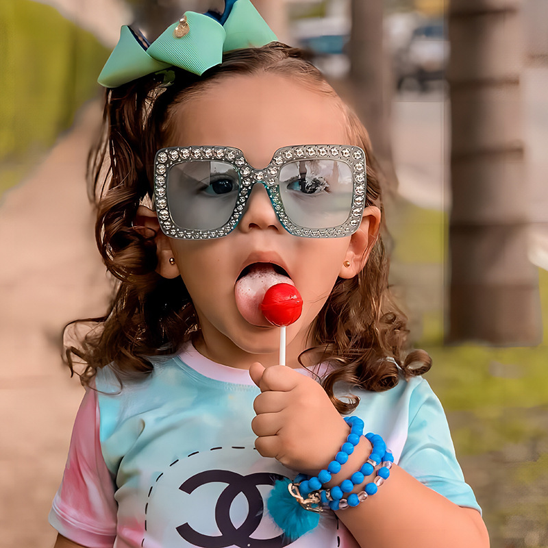 Children's Parent-Child Box bling Sunglasses Cross-Border Fashion Children Sunscreen Sunglasses Baby Beach Sunglasses