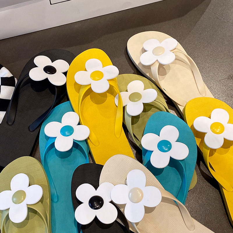 Vacation Travel Leisure Sun Flower Flip-flops Women's Beach Shoes Shoes Shoes Feeling Home Wear Flip-Flops for Women