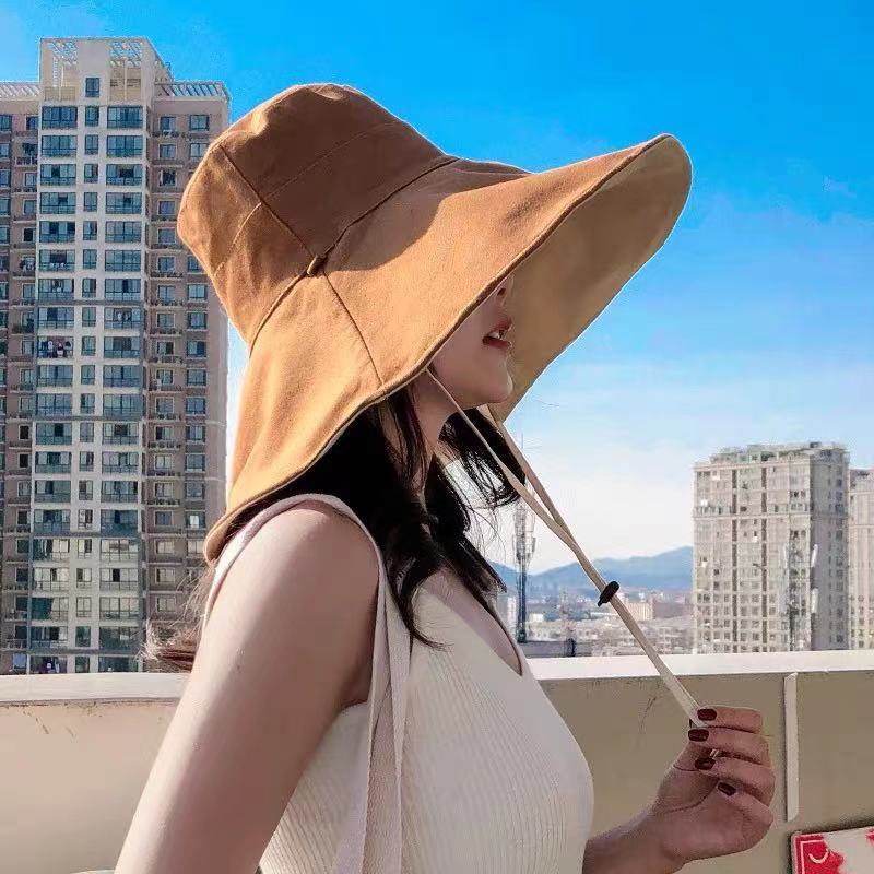 Sunscreen Hat Outdoor Sun Hat Oversized Brim Double-Sided Fisherman Hat Women's Summer Korean Foldable Spring and Summer Sun Hat