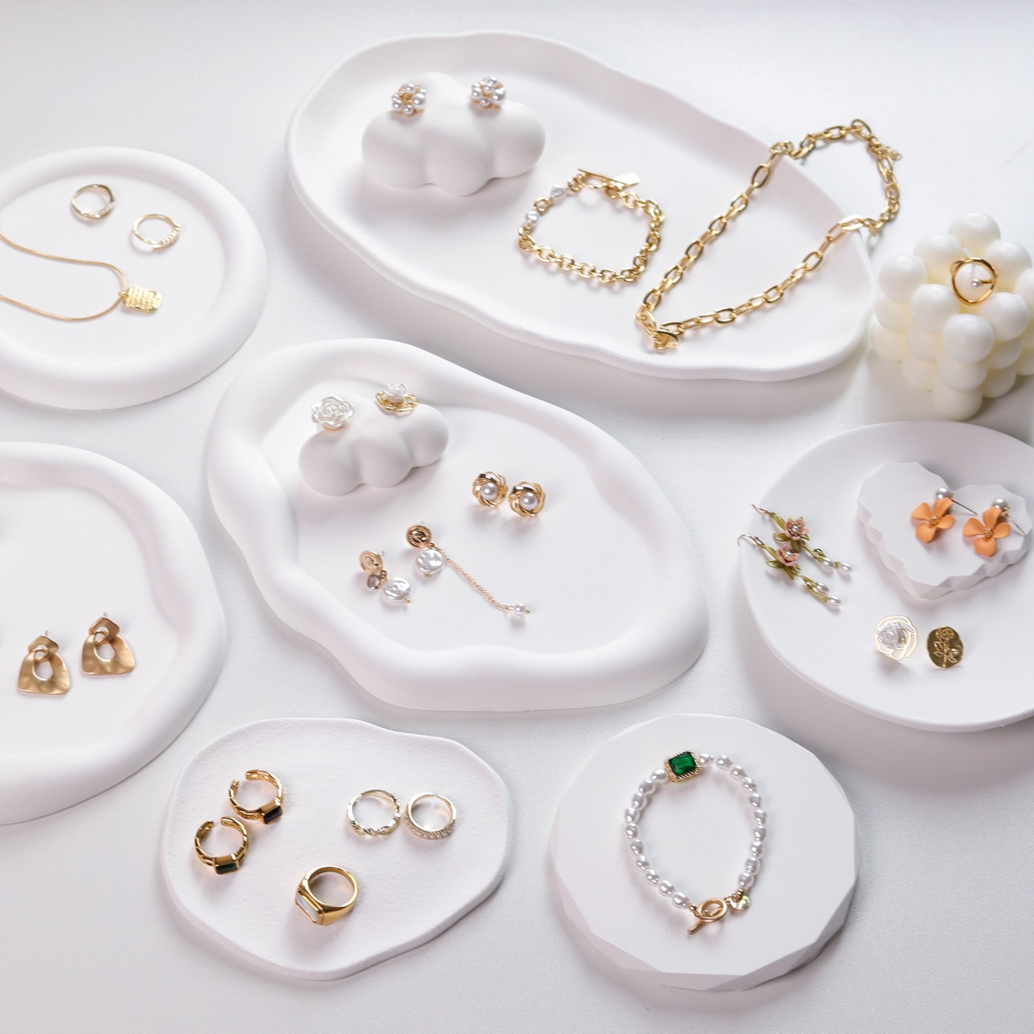 ins Jewelry Tray White Gypsum Storage Tray Jewelry Jewelry Ornaments Display Photo Props Atmosphere Decoration