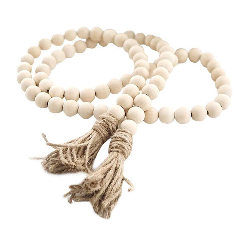 Ins原木色麻縄木珠流蘇串家庭装飾ストラップアマゾンwood bead garland|undefined