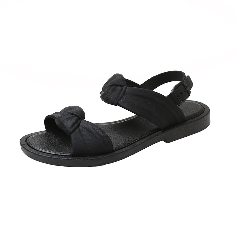 2023 Summer Bow One Word Sandals Women Women's Outerwear Flat Sandals Student Open Toe Lazy Shoes Wholesale