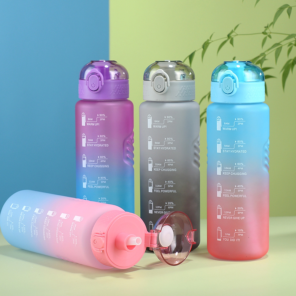 Amazon gradient color frosted space Cup large capacity plastic water Cup outdoor sports portable fitness kettle cross-border