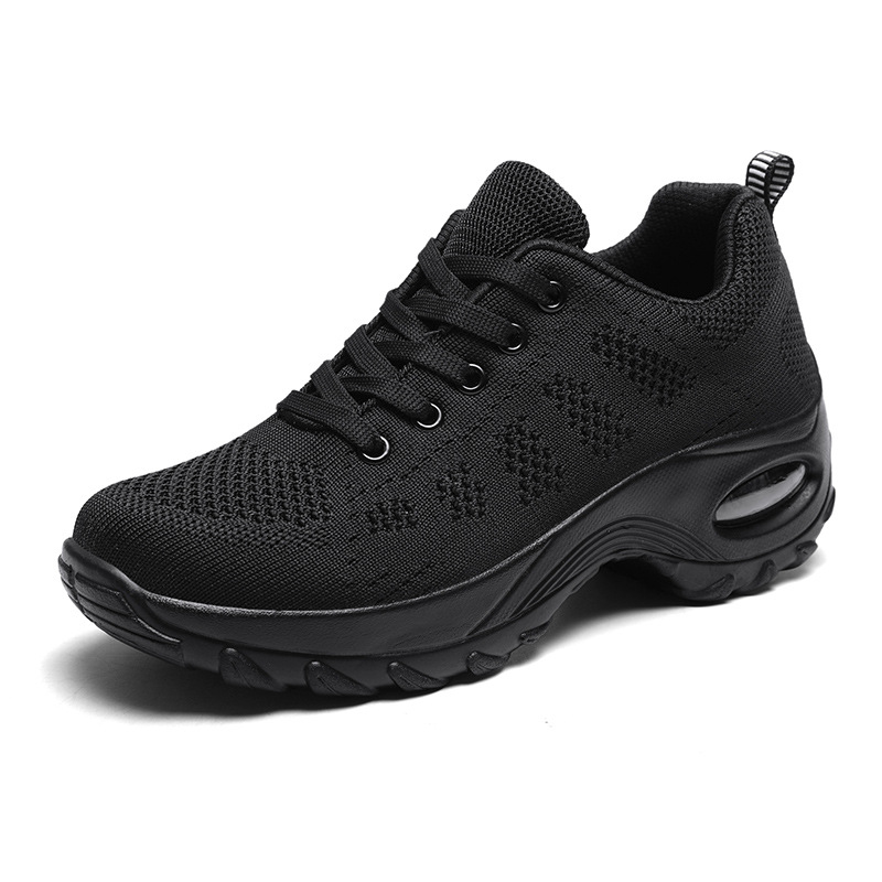 Cross-border 44 Size Women's Shoes Spring and Autumn New Front Lace-up Casual sneaker Height Increasing Air Cushion Shoes Wedge Shoes Rocking Shoes for Women
