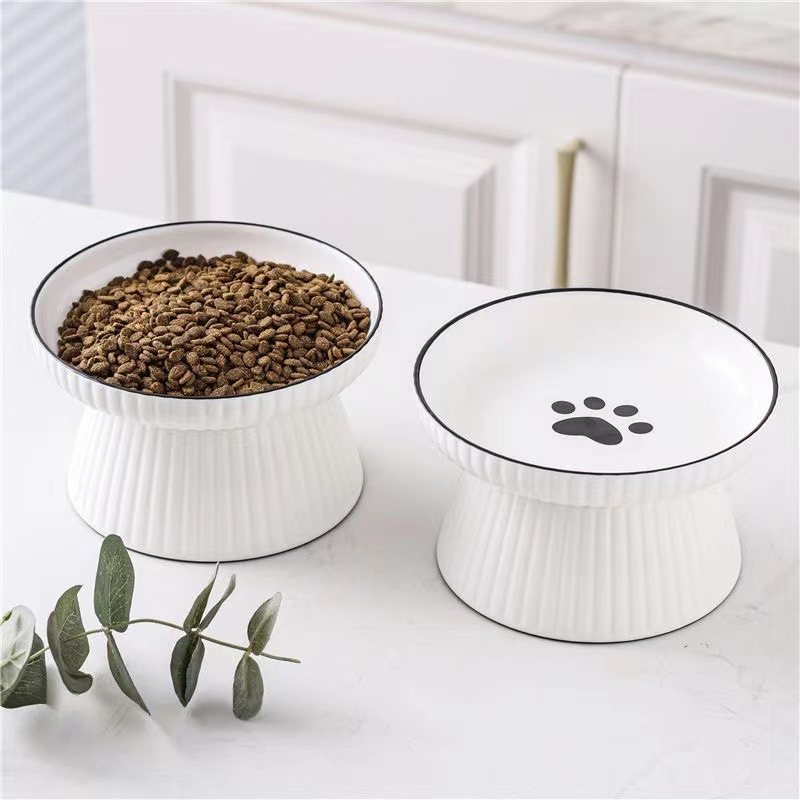 猫の陶磁器の碗の猫の碗のペットの専用の大きいサイズの高い足の猫の食糧のたらいは頚椎の犬のたらいを保護します。|undefined