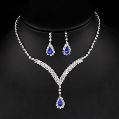 Cross-border bridal jewelry European and American flash diamond necklace earrings wedding jewelry set wholesale 630